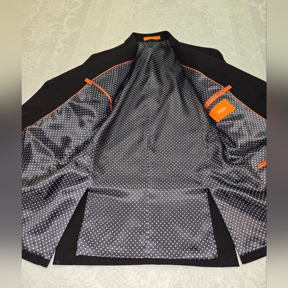 Tallia Boys 100% Wool Blazer Jacket Size 36S Black Striped 2 Button Sport Coat - Picture 11 of 12